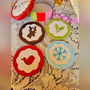 Vintage ceramic Carlton Cards Christmas coaster set nib